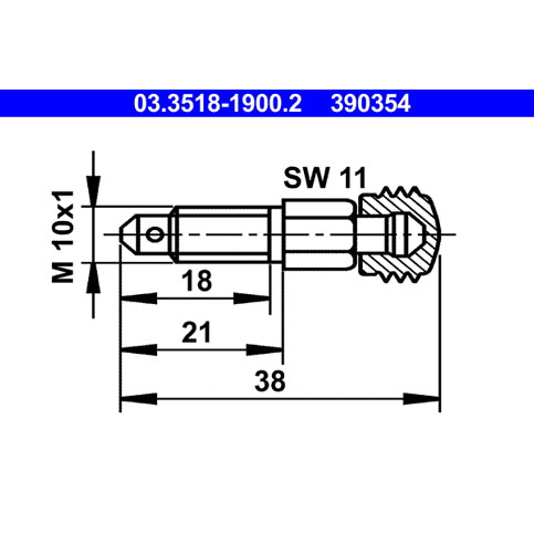 ATE 03.3518-1900.2 Bleed Screw with Cap (M10 Long)