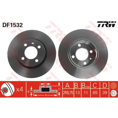 TRW DF1532 Brake Disc, Front