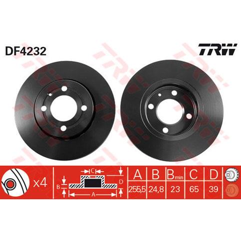 TRW DF4232 Brake Disc, Front