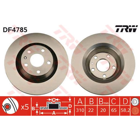 TRW DF4785 Brake Disc, Rear