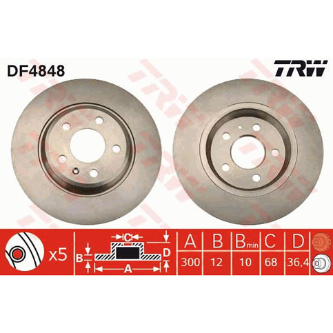 TRW DF4848 Brake Disc, Rear